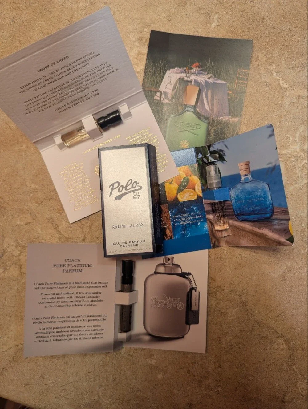 Creed, Ralph Lauren, Coach, John Varvatos. Lot Samples